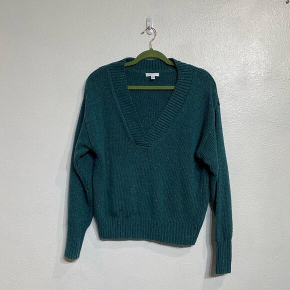 Abound Green Flecked Weekend V-Neck Pullover Sweater Sz M - Picture 2 of 12